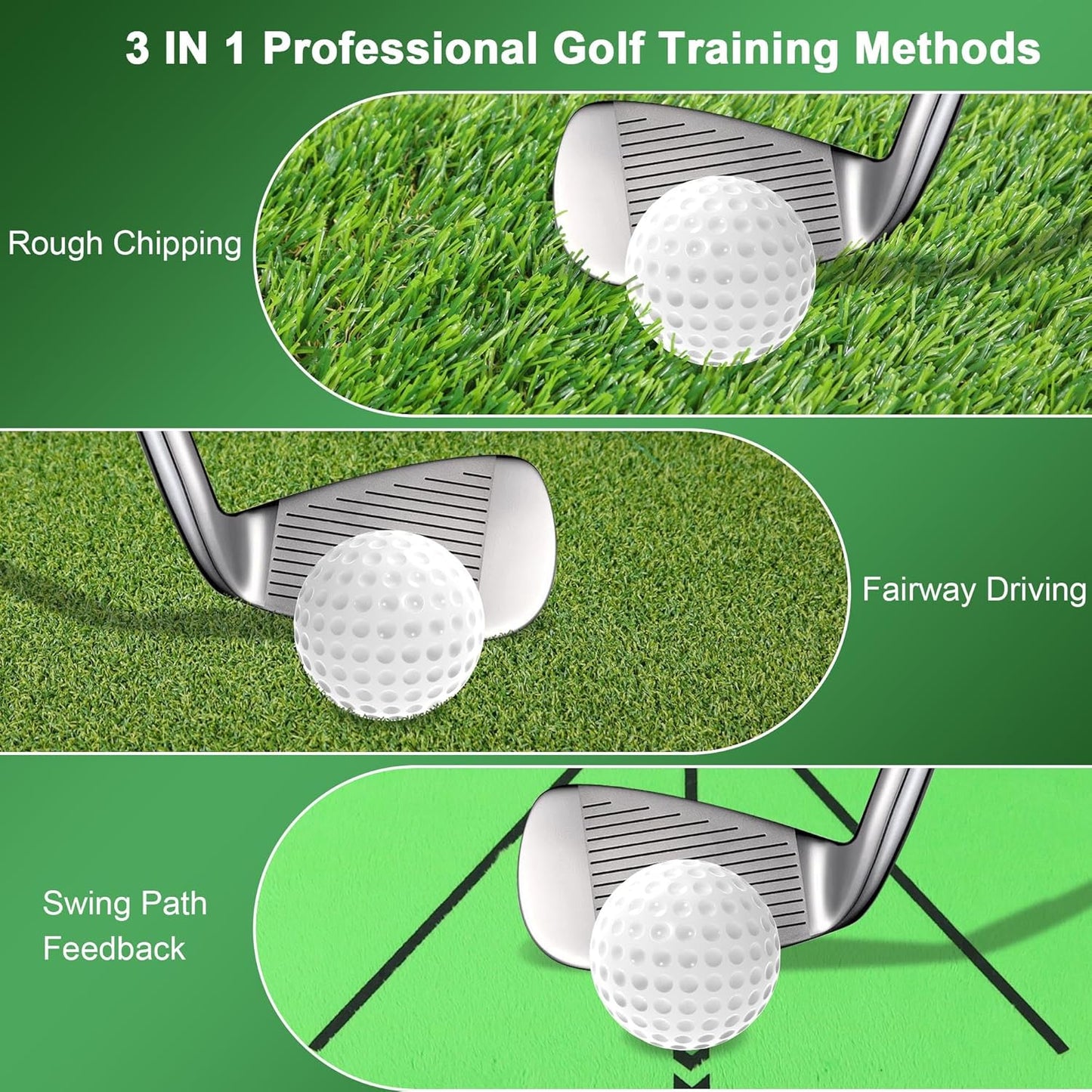 Dual-Turf Golf Hitting Mat with Replaceable Velvet Mat Golf Training Accessories for Swing Path Feedback 12.6"x16.5" Golf Practice Trainer Matt for Men Women Kids