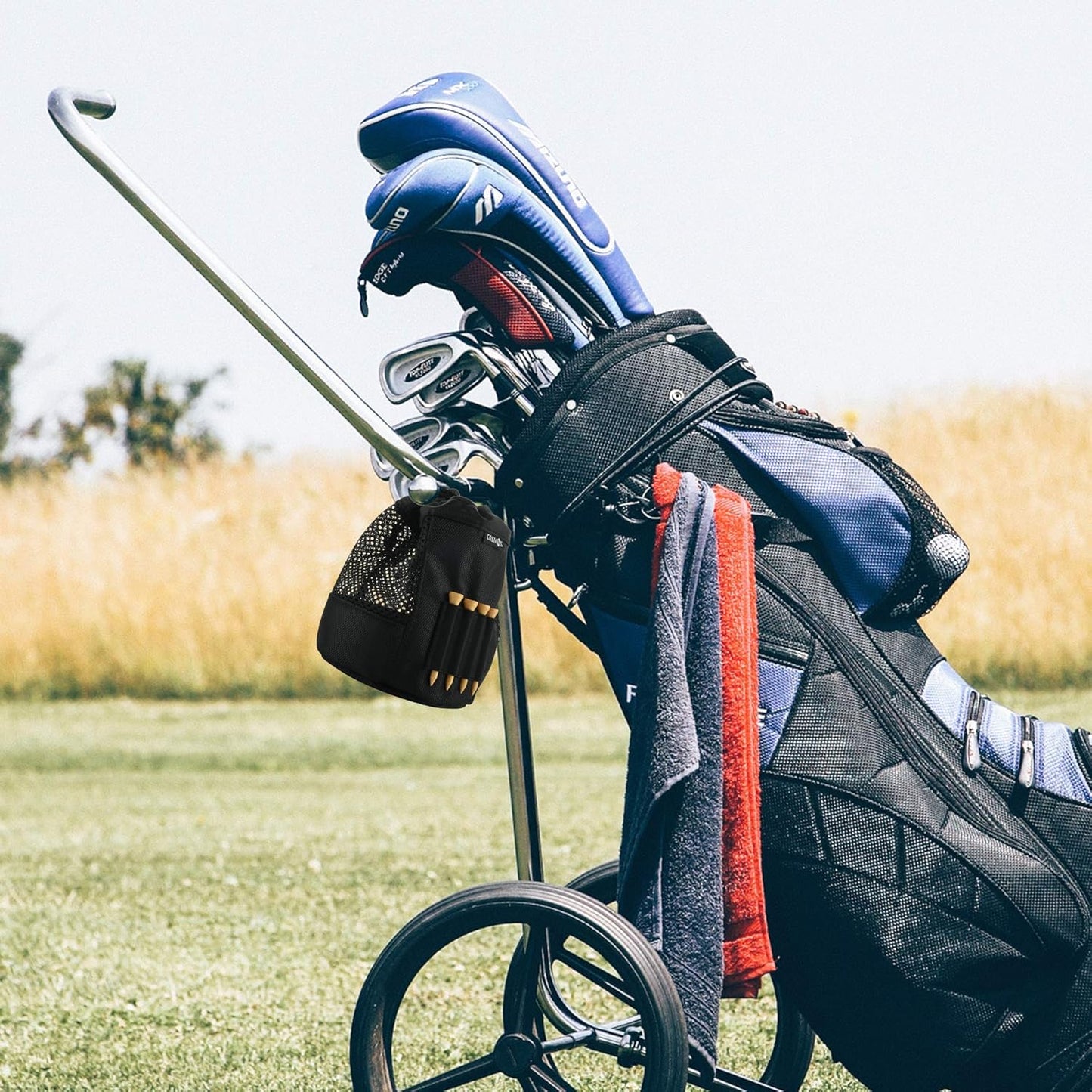 Cosmos Golf Ball Storage Bag - Pack of 2, Nylon Mesh Net, Drawstring Pouch for Golf Tees & Club Ball Organizer