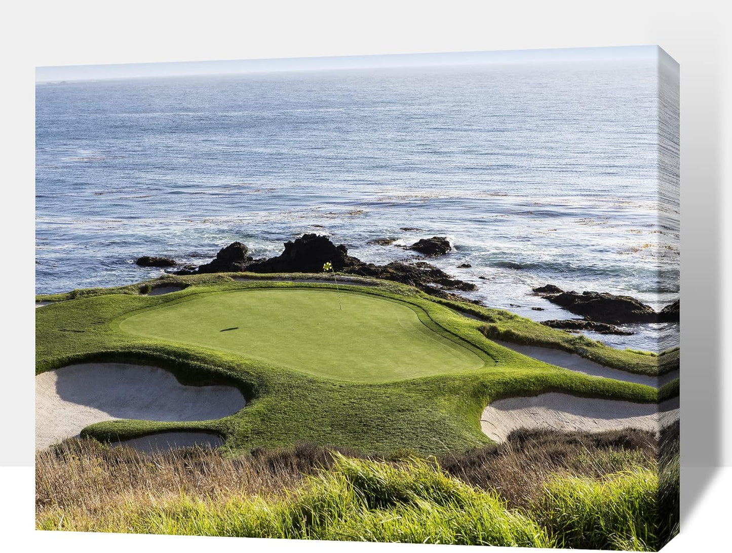 Pebble Beach Golf Course Canvas Wall Art, Modern Pebble Golf Links Picture for Living Room Wall Decor, Golf Poster Prints for Gym Home Decor, Framed Artwork for Office Bathroom Decor 28x40 Inches