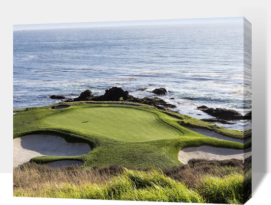 Pebble Beach Golf Course Canvas Wall Art, Modern Pebble Golf Links Picture for Living Room Wall Decor, Golf Poster Prints for Gym Home Decor, Framed Artwork for Office Bathroom Decor 18x24 Inches