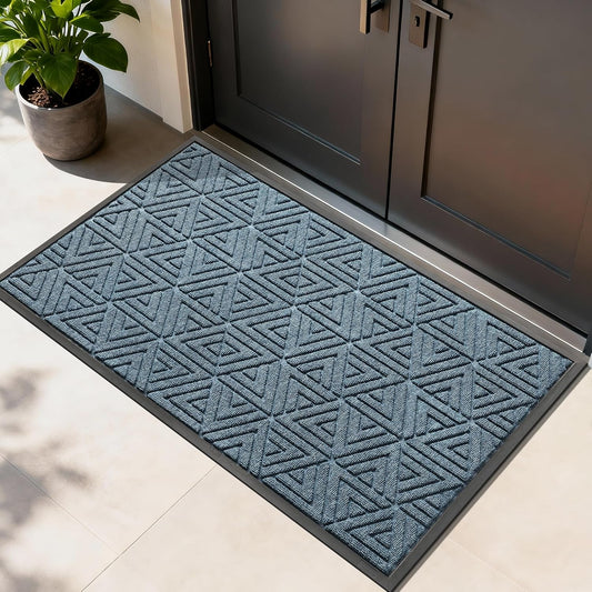 Yimobra Extra Large Door Mat 60x36, All-Weather Waterproof Non-Slip Welcome Matt Outdoor, Heavy Duty Non Slip Doormat for Entryway for Patio and Garage Indoor, Easy Clean, Mix Blue