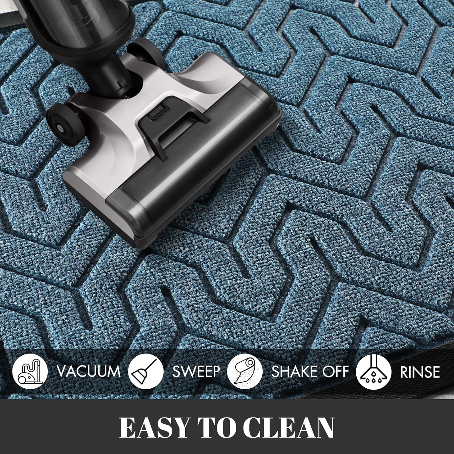 Yimobra Extra Large Door Mat Outside Entrance 60x36, Waterproof Heavy Duty Outdoor Mats for Front Door, Non Slip Rubber Entry Mat for Garage Patio Indoor, Easy Clean, Mix Blue