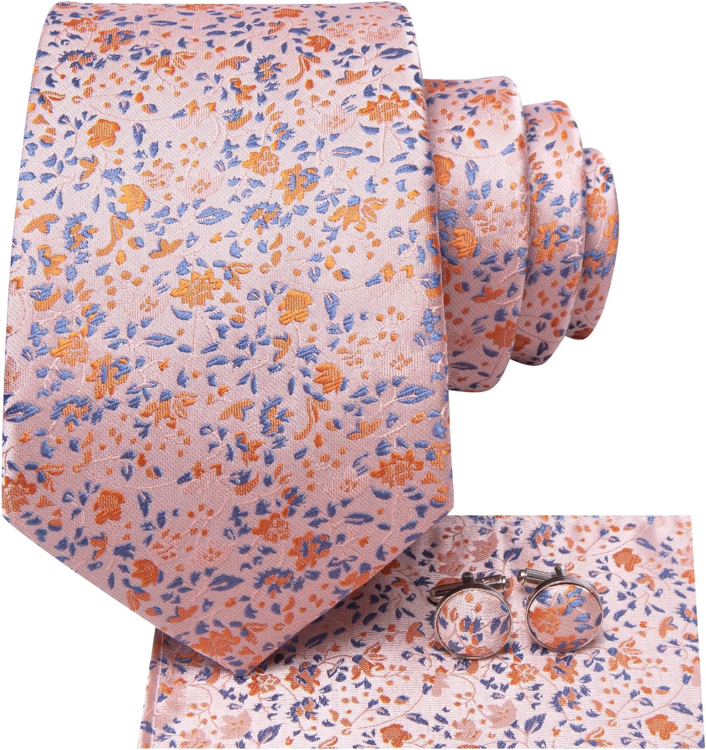 Dubulle Mens Paisley Striped Tie WOVEN Necktie for Men and Handkerchief Cufflinks Set Wedding Formal Business