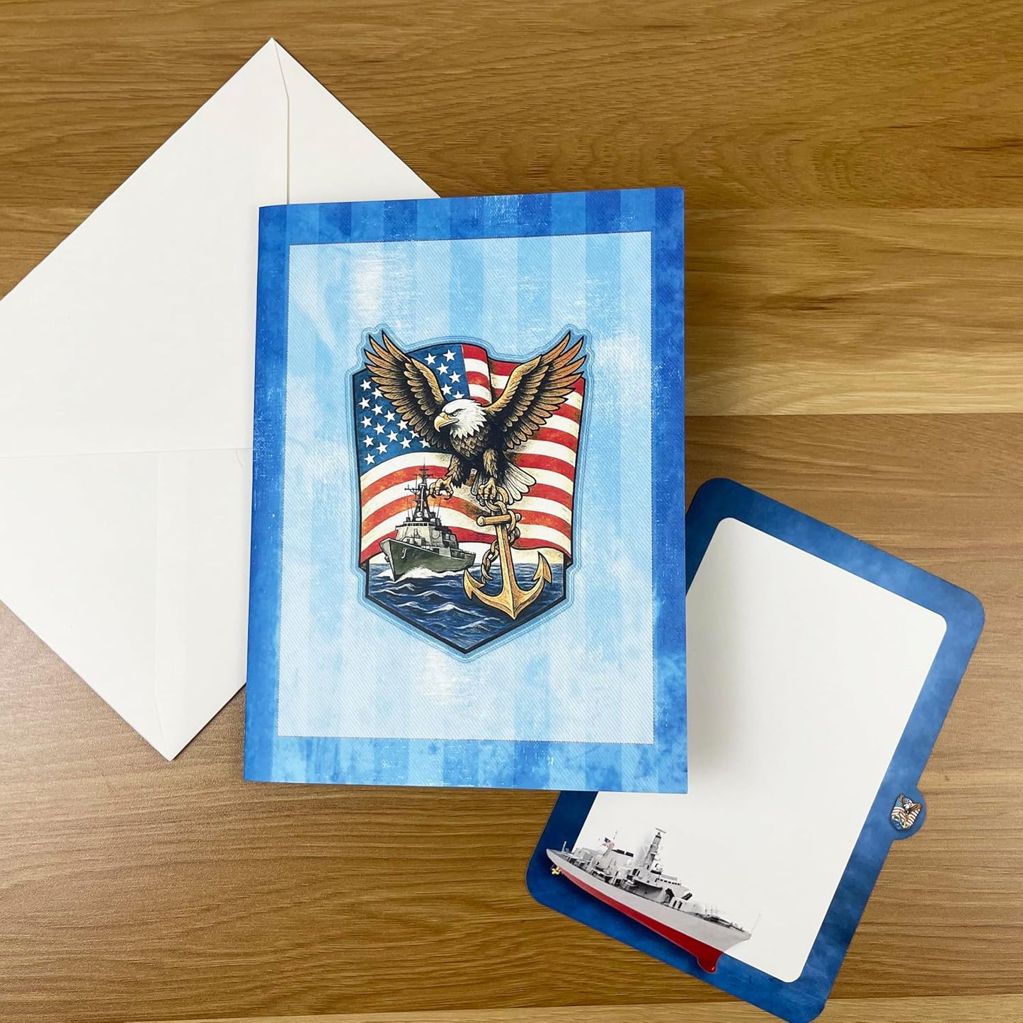 3D Navy Ship Popup Card - Handmade Military Paper Art for Birthday, Anniversary, Christmas, Father’s Day, Veterans Day - Unique Gift for Him, Her, Sailor, Veteran, Navy Lover