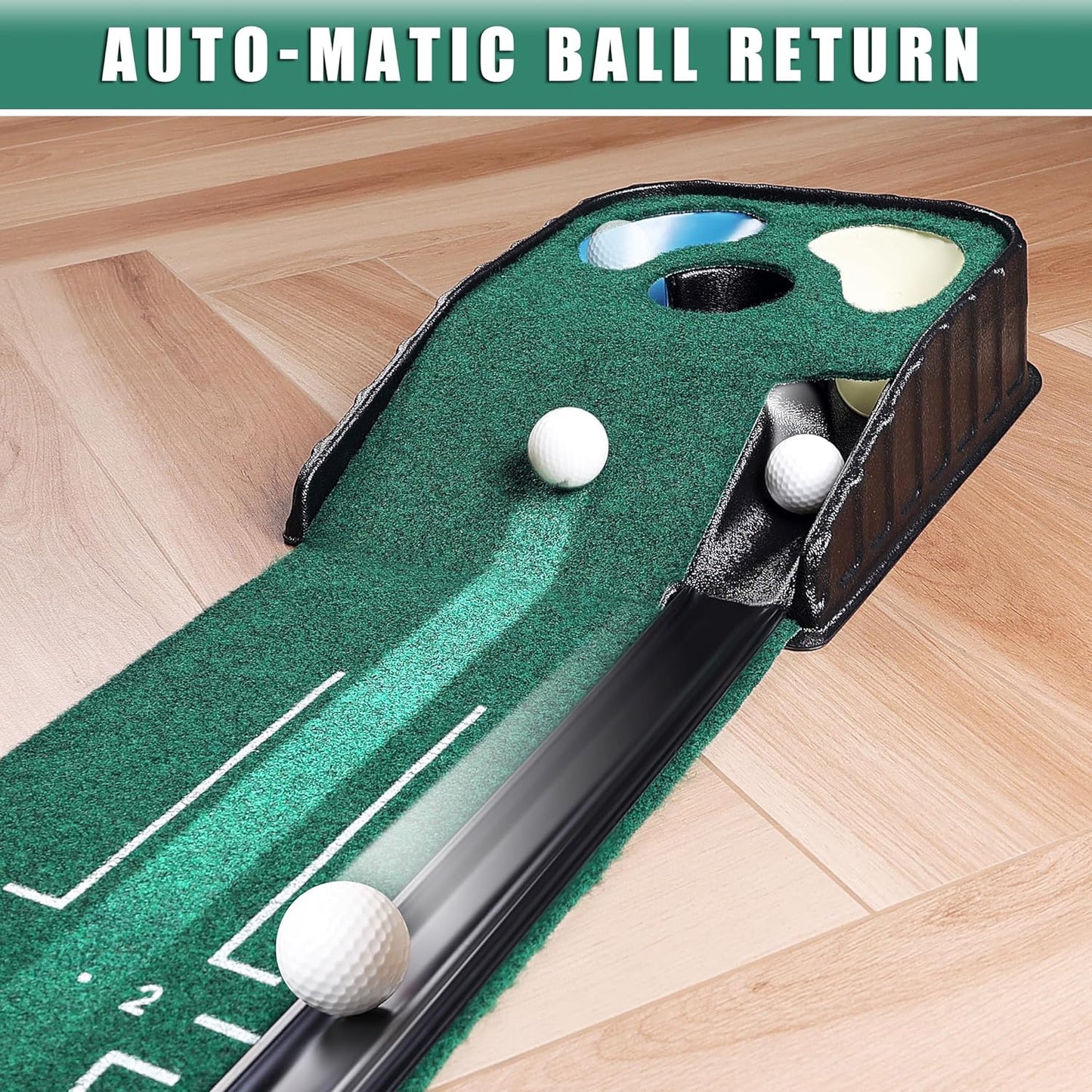 CHAMPKEY Golf Putting Green Indoor - Advanced Guides Golf Putting Mat - Enhance Putting Accuracy and Challenge