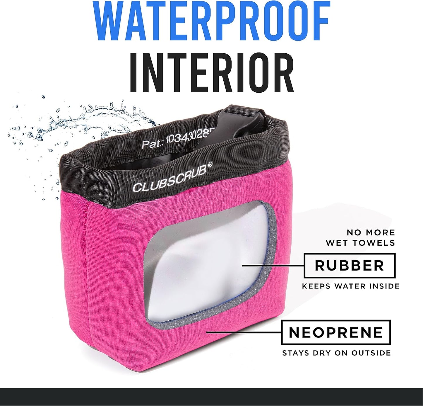 Club Scrub Golf Club and Golf Ball Cleaning Bag, Waterproof Clean Face Technology Liner, Detachable Clip, Machine Washable, Cleans Club Grooves, Dry Exterior (Neoprene or Microfiber Option Available)