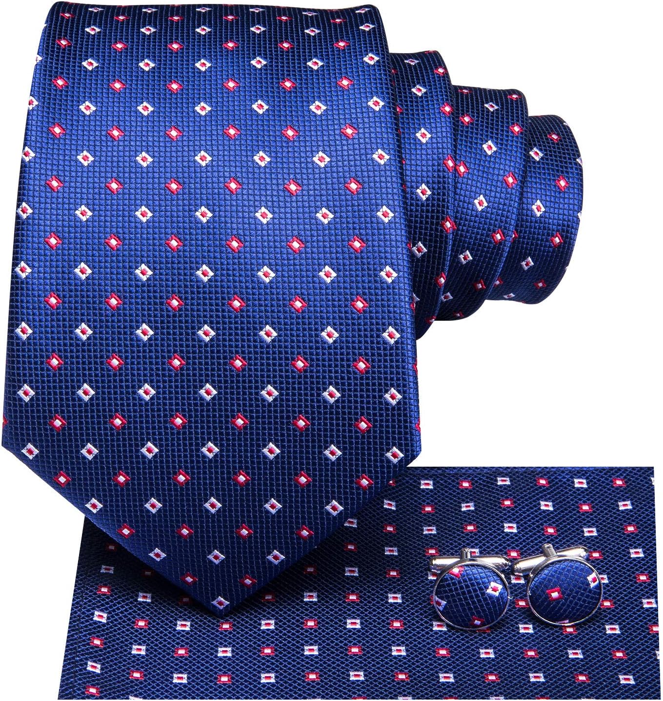 Hi-Tie Men 63inches Tie Set Extra Long Necktie Paisley Tie Pocket Suqare Cufflinks Big and Tall Men Tie