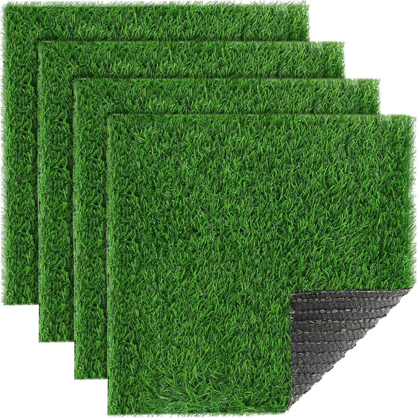 XLX TURF 12"X12" Artificial Grass Table Placemats 4 Pack, Green Fake Turf Square Decor Golf Theme Party, Birthday, Baby Shower, Wedding, Holiday