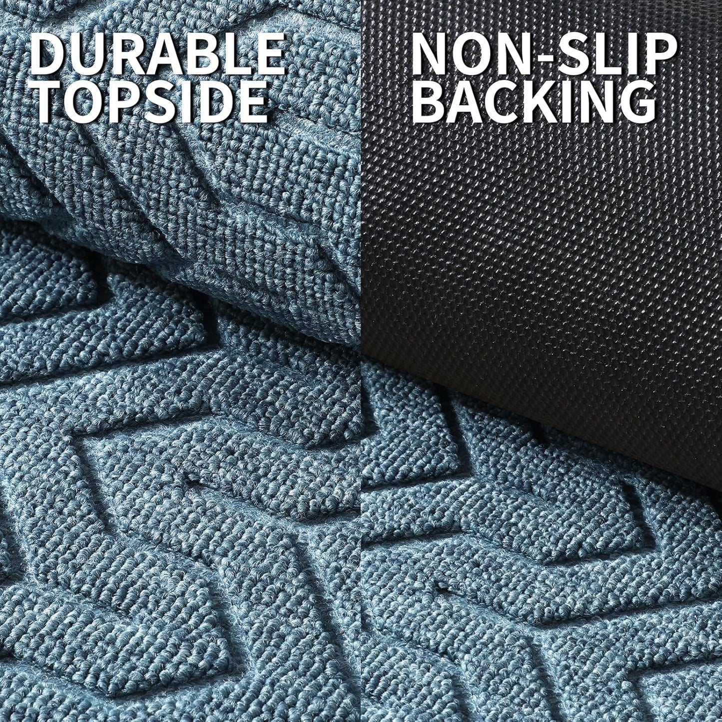 Yimobra Large Door Mat Outside Entrance 47x32, Waterproof Heavy Duty Outdoor Mats for Front Door, Non Slip Rubber Entry Mat for Garage Patio Indoor, Easy Clean, Mix Blue