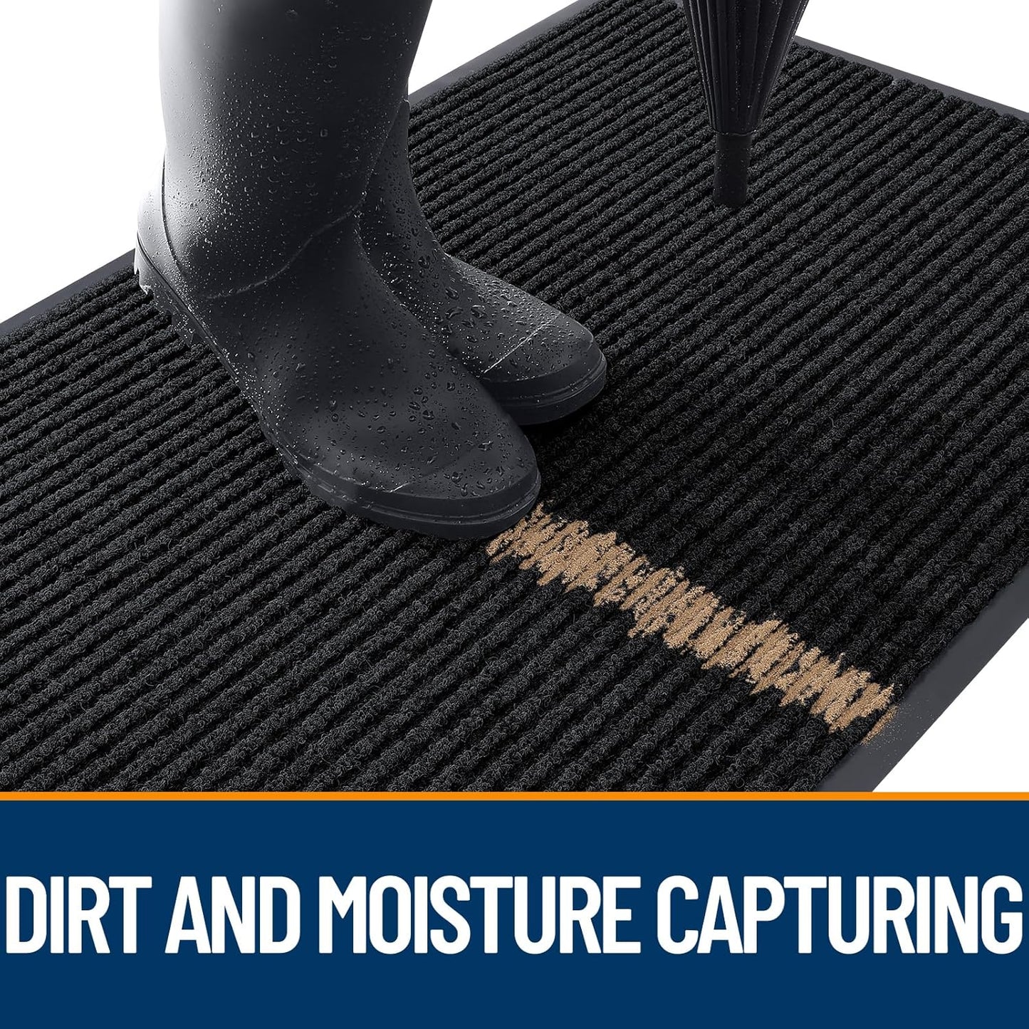 OLANLY Front Door Mat Indoor Outdoor Entrance, Waterproof Heavy Duty Doormat, Fade Resistant, Low Profile, Easy Clean Patio Porch Welcome Floor Mats for Entry, 47x32, Black