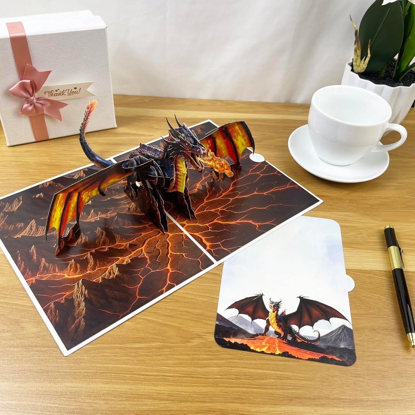 3D Dragon Popup Card - Handmade Fantasy Paper Art for Birthday, Anniversary, Christmas, Father’s Day - Unique Gift for Him, Her, Son, Daughter, Dragon Lover, Mythical Creature Fan