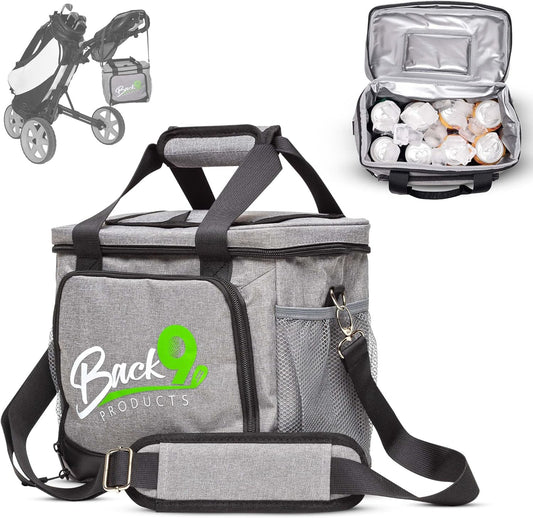 Back9Products Golf Cart Cooler Bag with Magnetic Lid - 12 Can Soft Sided Insulated Cooler, Leakproof & Waterproof - Portable Cooler for Push Carts, Work, Camping, Travel, Men & Womens Gifts