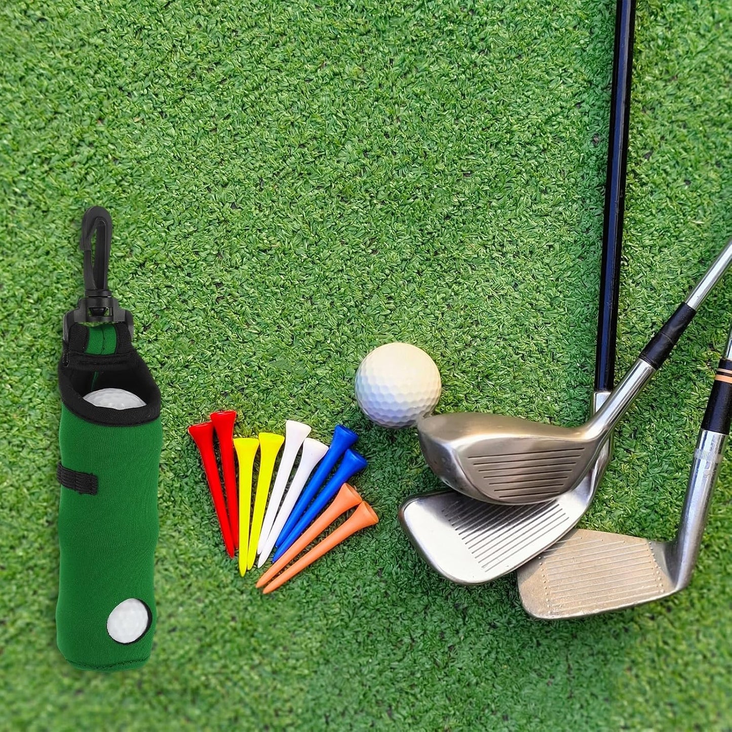 uxcell Golf Ball Carry Bag, Waist-Mounted Storage Bag Neoprene Golf Tee Holder Pouch with Lightweight Hook for Men and Women