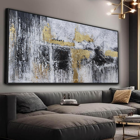 Large Abstract Wall Art Wall Decor Bedroom Pictures Artwork Black And Gold Wall Decor Artwork Modern Painting Wall Decoration Pictures For Living Room Home Kitchen Office 29x58 Inch Framed