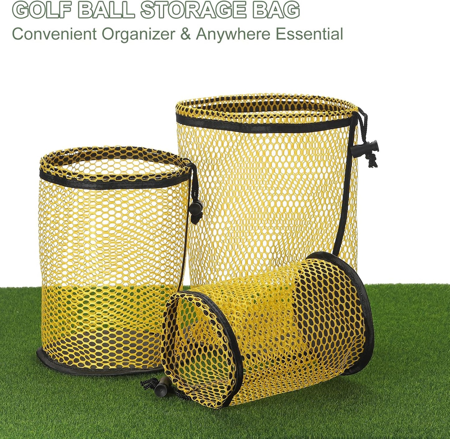 Golf Ball Storage Bag Nylon Mesh Golf Pouch with Adjustable Drawstring Closure for Sports Supplies Tennis