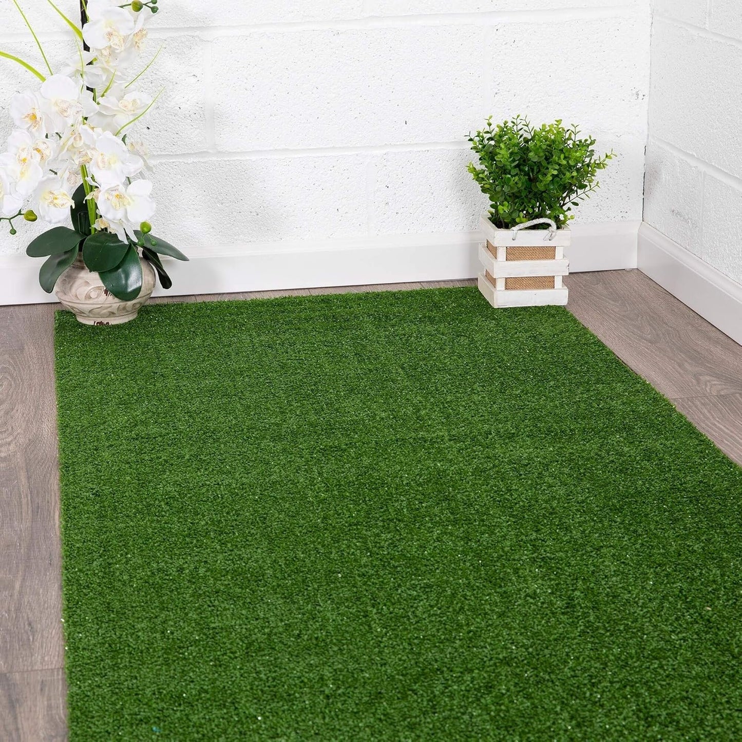 Ottomanson Artificial Grass Turf 6'6" x 9'2" Indoor Outdoor Faux Grass Rug with Drainage Holes, Customizable with Extra Long Size Options, Perfect for Patio Lawn Balcony Weddings Photoshoot Backdrop