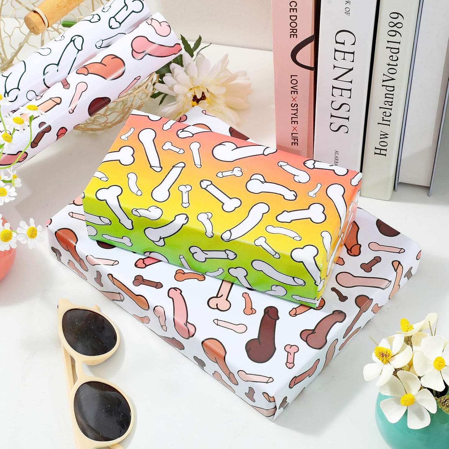 Dtiafu Funny Wrapping Paper for Women Men - 8 Sheets Rude Gift Wrapping Paper for Birthday Bridal Shower Anniversary - 20 x 28inch Per Sheet