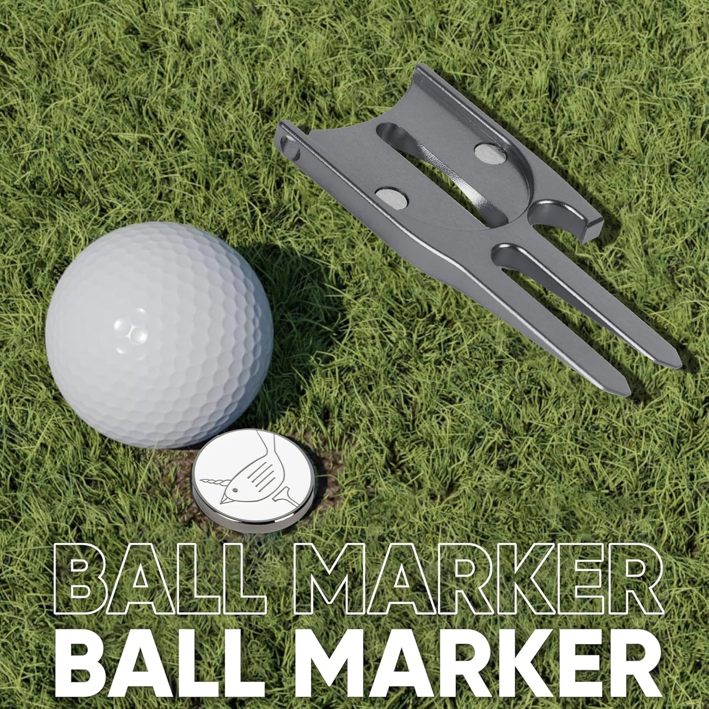 Birdicorn Golf Divot Repair Tool & Golf Ball Marker 6-in-1 Golf Divot Tool