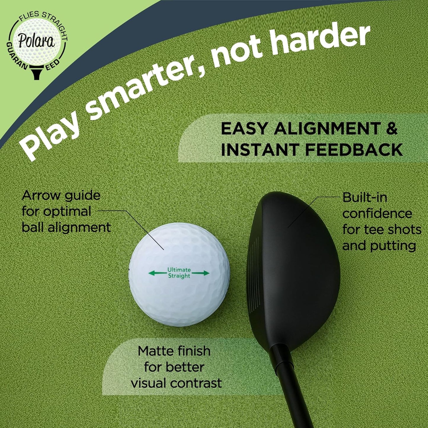 Polara Golf Self-Correcting Golf Balls – Soft Feel, Anti-Slice & Hook Correction, Exceeds USGA Limits, Dimple Pattern, High-Performance Balls for Men & Women