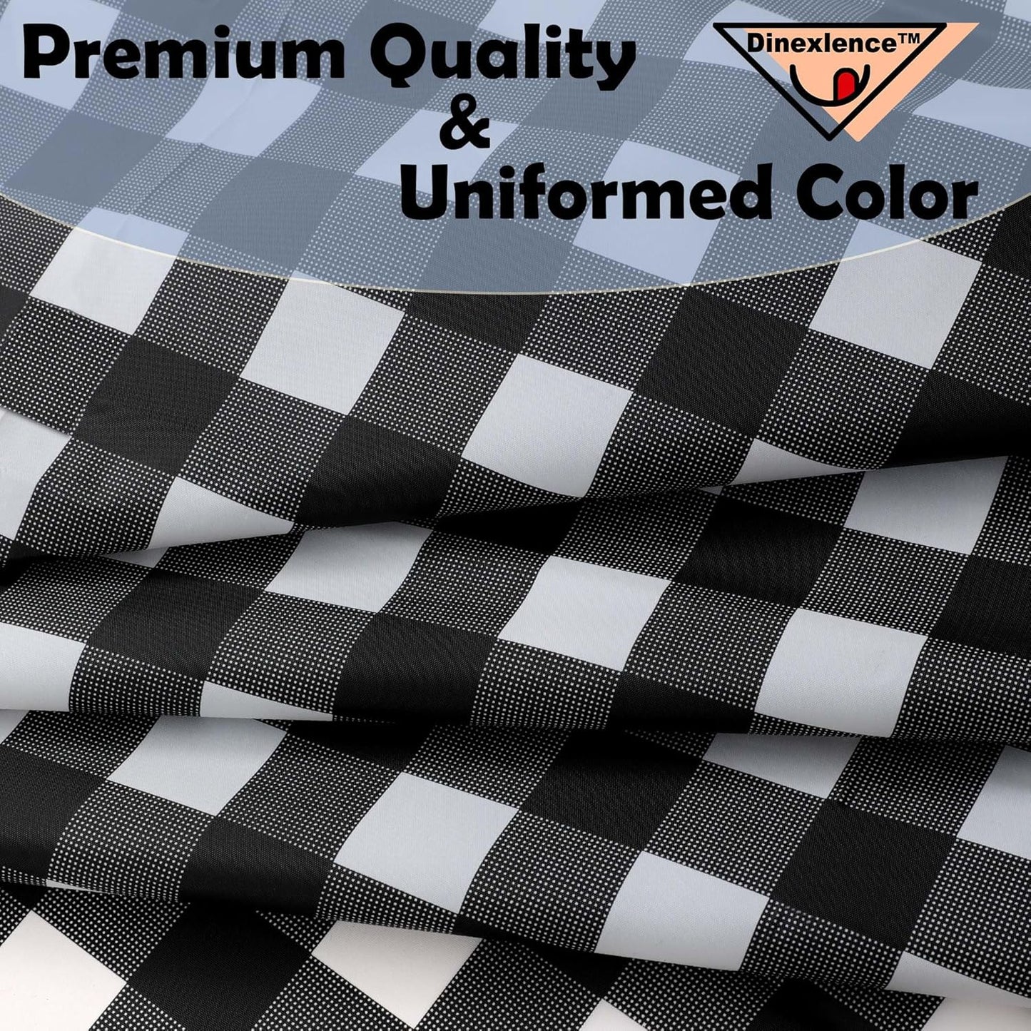 2 Pack Black Gingham Checkered Premium Plastic Tablecloth Rectangle 54 x 108 Inches Reusable Onyx Black Buffalo Plaid Decorative Table Cover for Dining, Wedding, Party