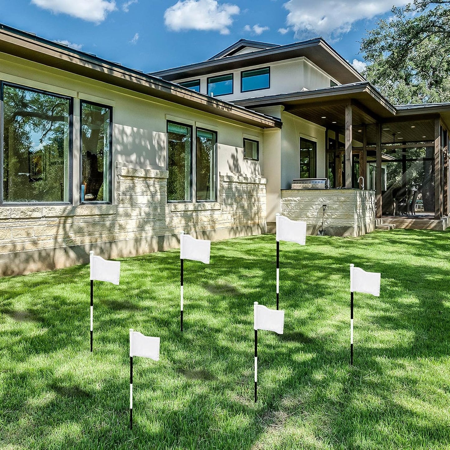 Oudain 6 Pcs Golf Target Flag with Tube Inserted Waterproof Putting Golf Flags 420D Nylon Mini Pin for Yard Indoor Outdoor Backyard Garden Portable, 8 x 6 Inch