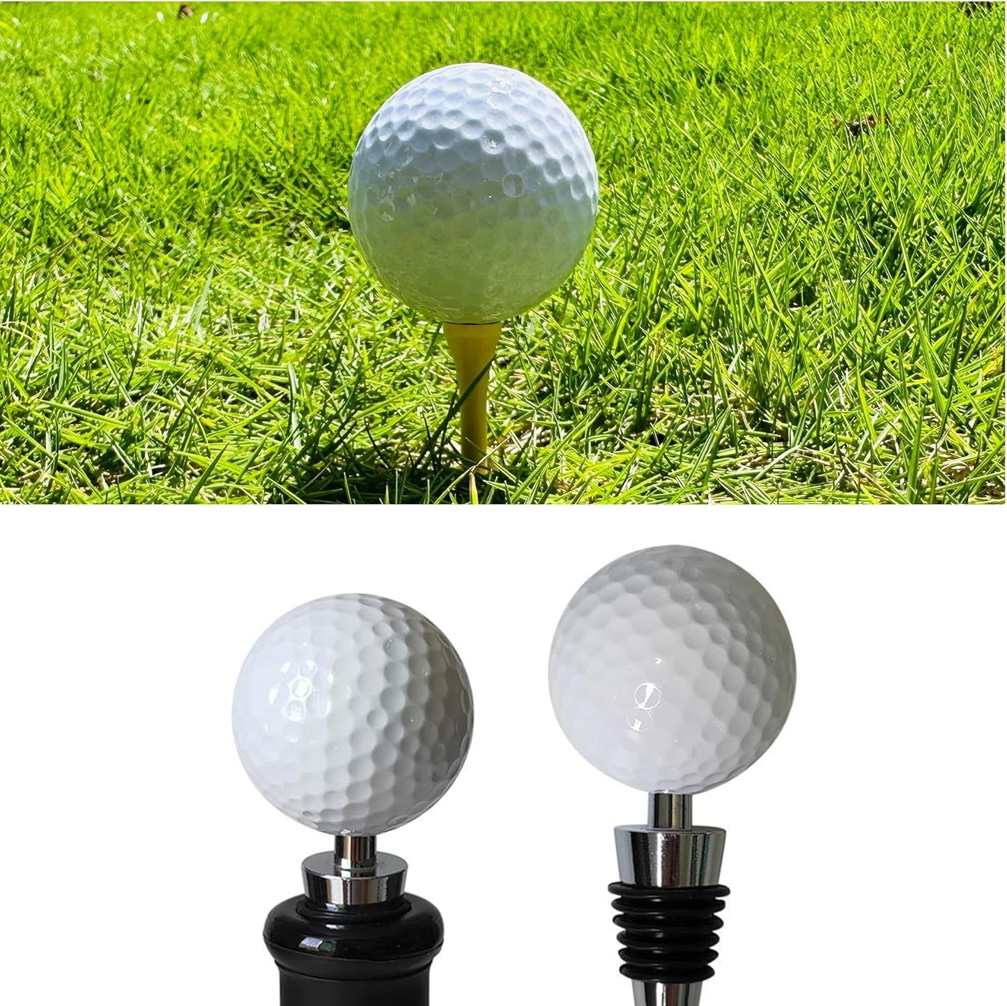 Golf Ball Wine Stopper, Funny Golf Club Beverage Bottle Stoppers, Golf Home Wine Top Decor, Golf Barware, Gift for Wine Lover & Golf Lover