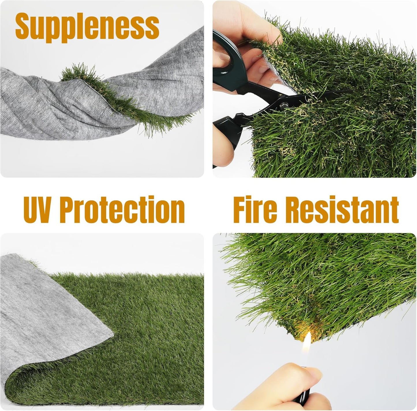 Artificial Grass Turf Rug 3.3 x 15 FT - Realistic Fake Grass Outdoor Carpet with Drainage, 1.2” High Synthetic Lawn Mat for Patio, Balcony, Garden, Pet-Friendly Indoor/Outdoor Use