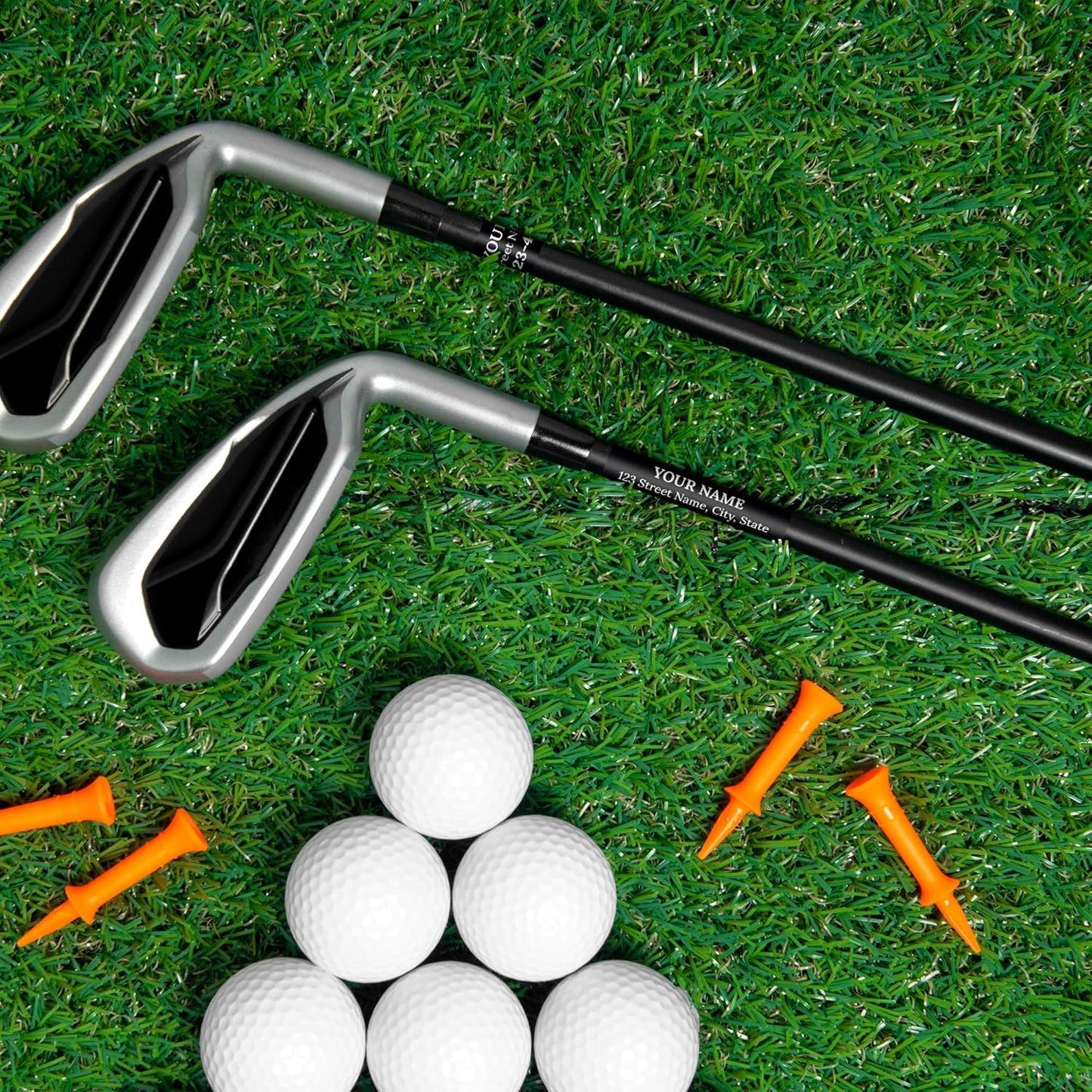 Custom Black Golf Club ID Labels, Personalized Golf Club Name Sticker,0.75x2 Inches, Set of 30, 4 Mil Vinyl Decal Stickers Weather Resistant, Made in USA by My Sign Center