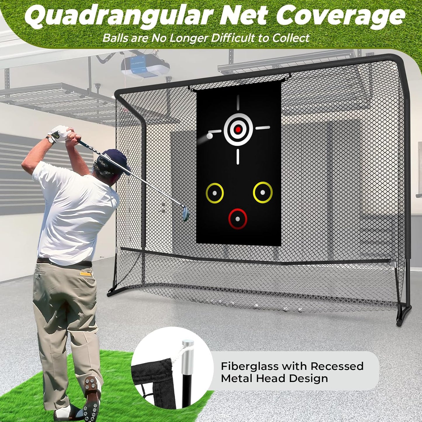 GCCSJ Golf Practice Net(10x7.5ft), Golf Hitting Net, Hitting Net with Target Cloth for Indoor or Outdoor Use, Heavy Duty with Carry Bag, Nets for Backyard
