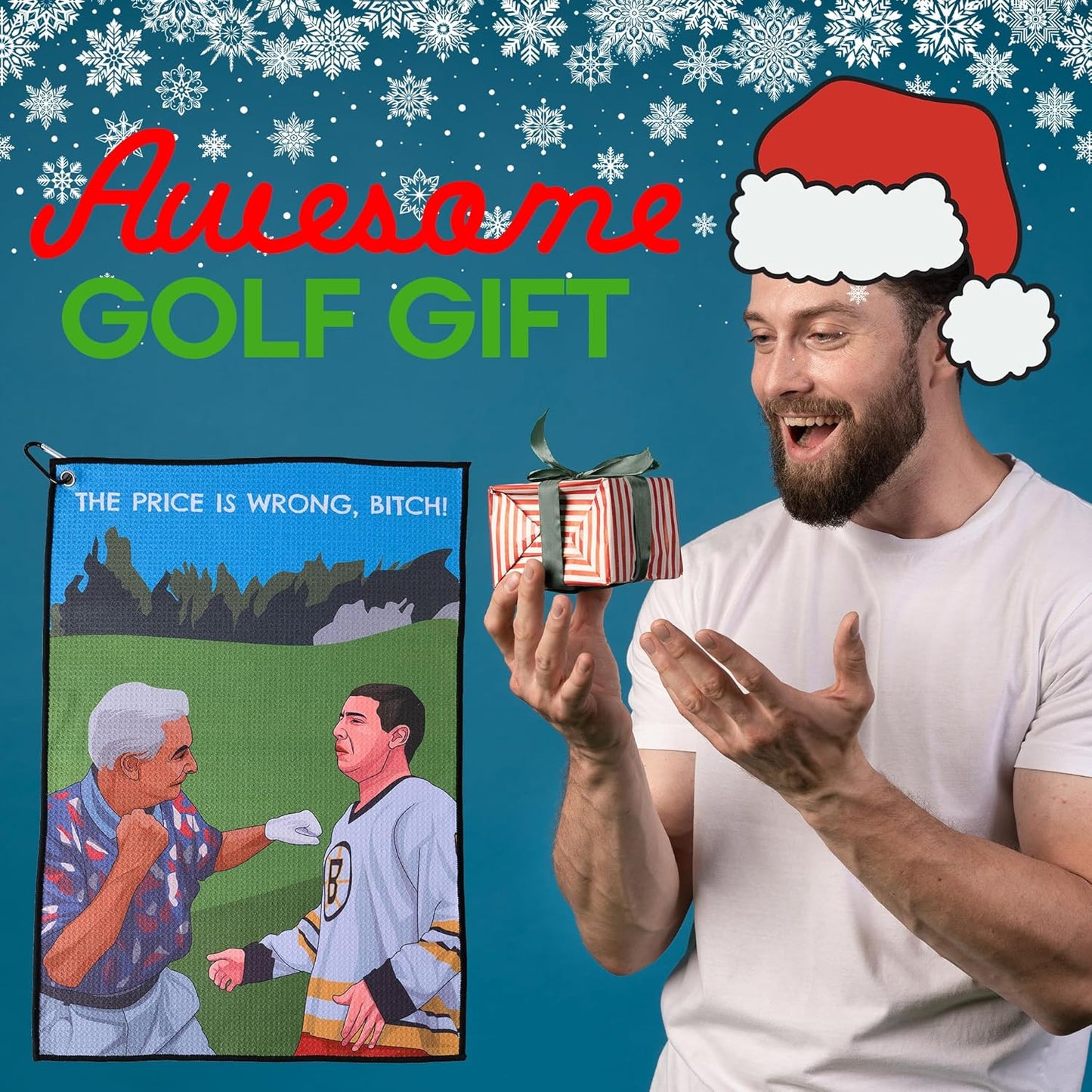 ZEETY Funny Golf Towel – 16" x 24" Premium Microfiber with Clip Holder for Golf Bags – Golf Accessories & Gifts for Men and Women (Price is Wrong)