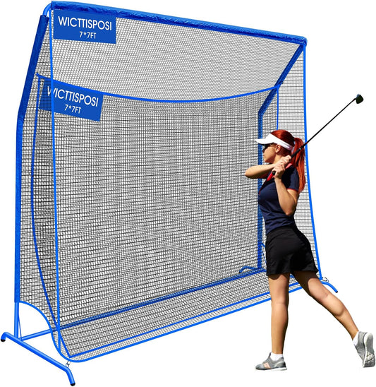 Golf Hitting Net with Extra Striking Net, 10x7ft/7x7ft Heavy Duty Golf Practice Nets for Golfers Backyard Driving Swing, Golf Impact Cage Metal Frame with Storage Bag&Elevated Base, Indoor Outdoor Use