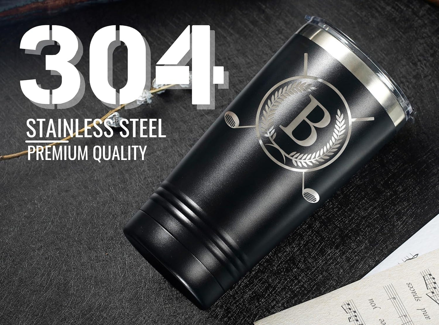 Onebttl Golf Gifts for Men with Initial for Golfer & Golf Lovers, 20oz Travel Mug, Perfect Gifts for Men, Birthday, Christmas - B