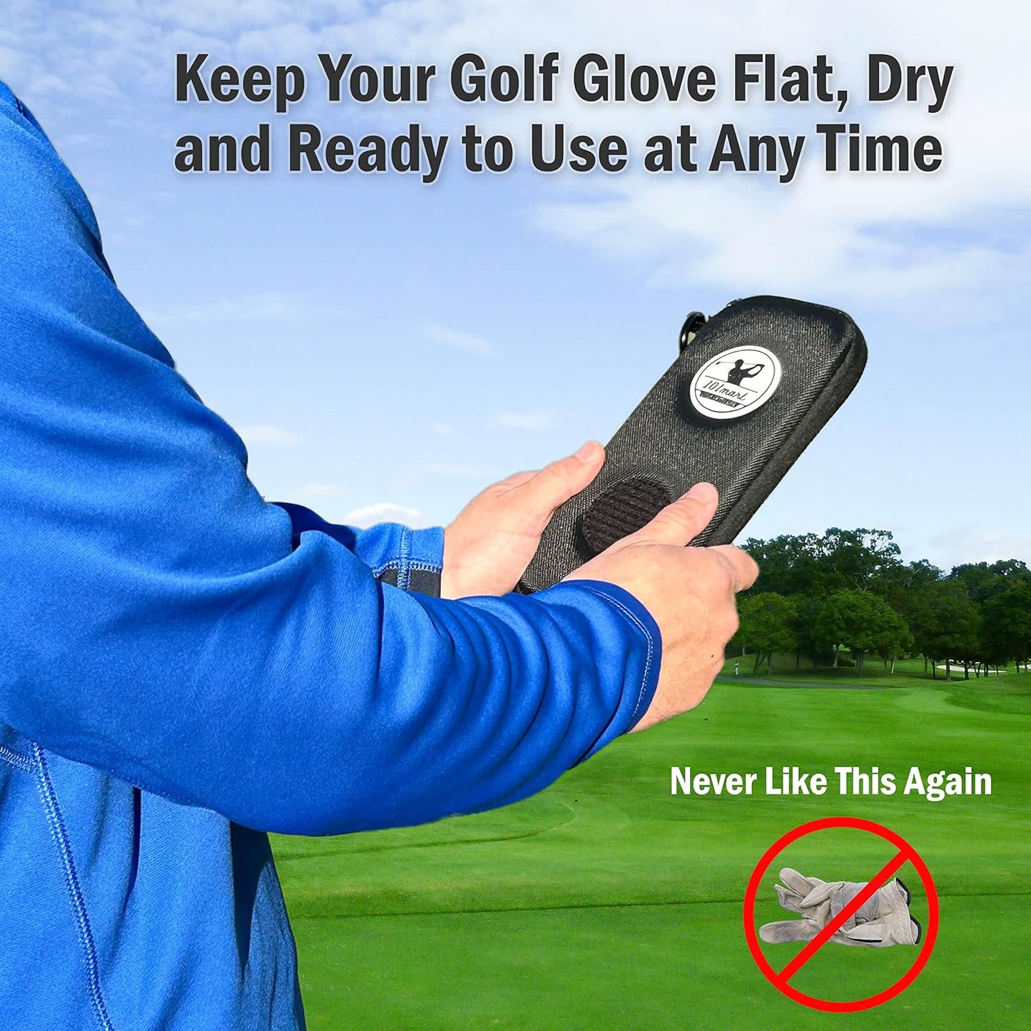 Golf Glove Holder Case - Keep Gloves Protected - Pocket & Slots Store Golf Accessories and Personal Items - 4 Tees, a Ball Marker, a Divot Tool Included - Gift for Men Women Golfers