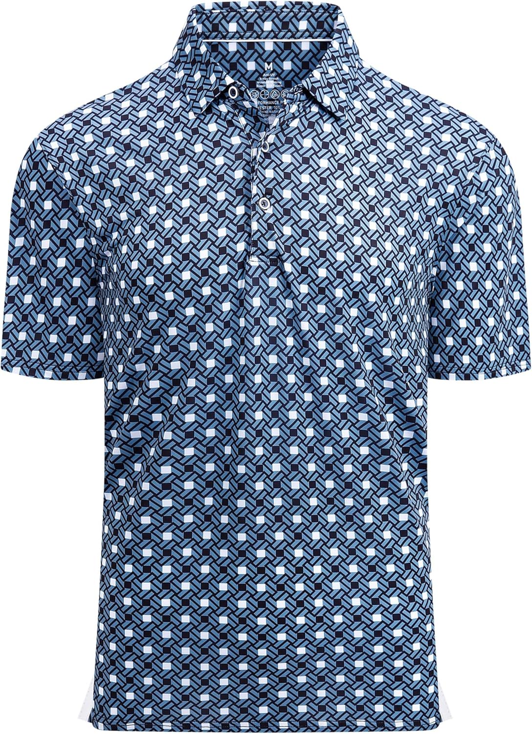 Hodaweisolp Golf Shirts for Men Dry Fit Print Moisture Wicking Performance Short Sleeve Polo Shirt