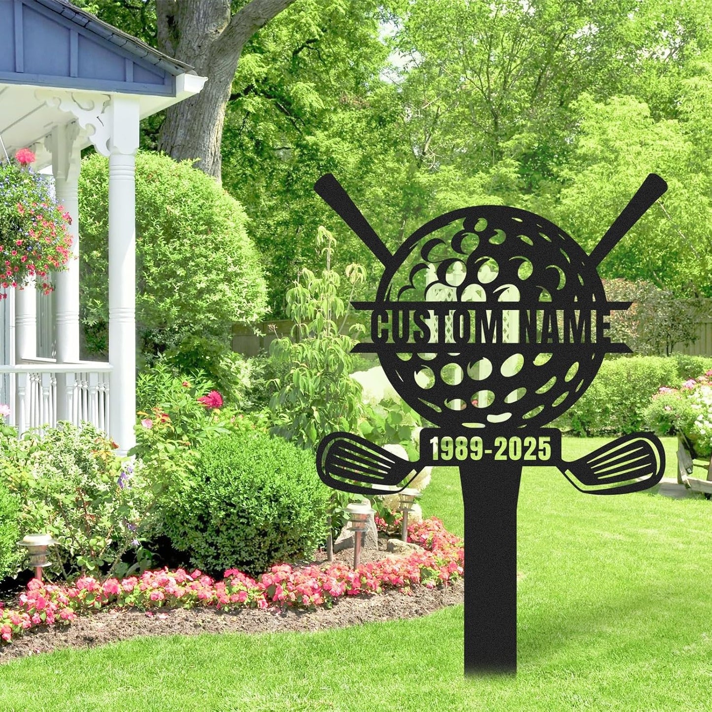 Personalized Golf Tee Garden Sign, Golf Memorial Stake, Custom Name Sign, Lawn Patio Golf Course Decorations Outdoor, Metal Yard Art, Rustic Sporting Garden Decor, Personalized Golf Gifts Color04