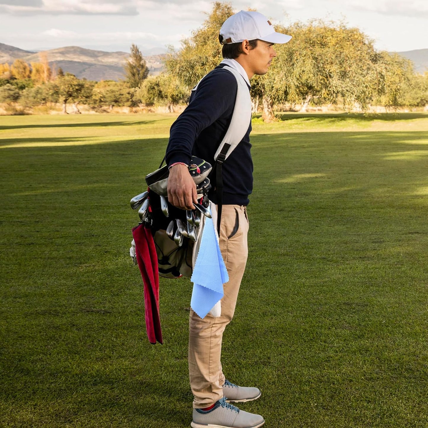 6 Pcs Golf Bag Towels,16" X 16",Microfiber Waffle Pattern for Golf Bags Towel for Men Women,Fishing Essentials Gifts with Carabiner Clip,Dish Cloth,Kitchen Clean Towels