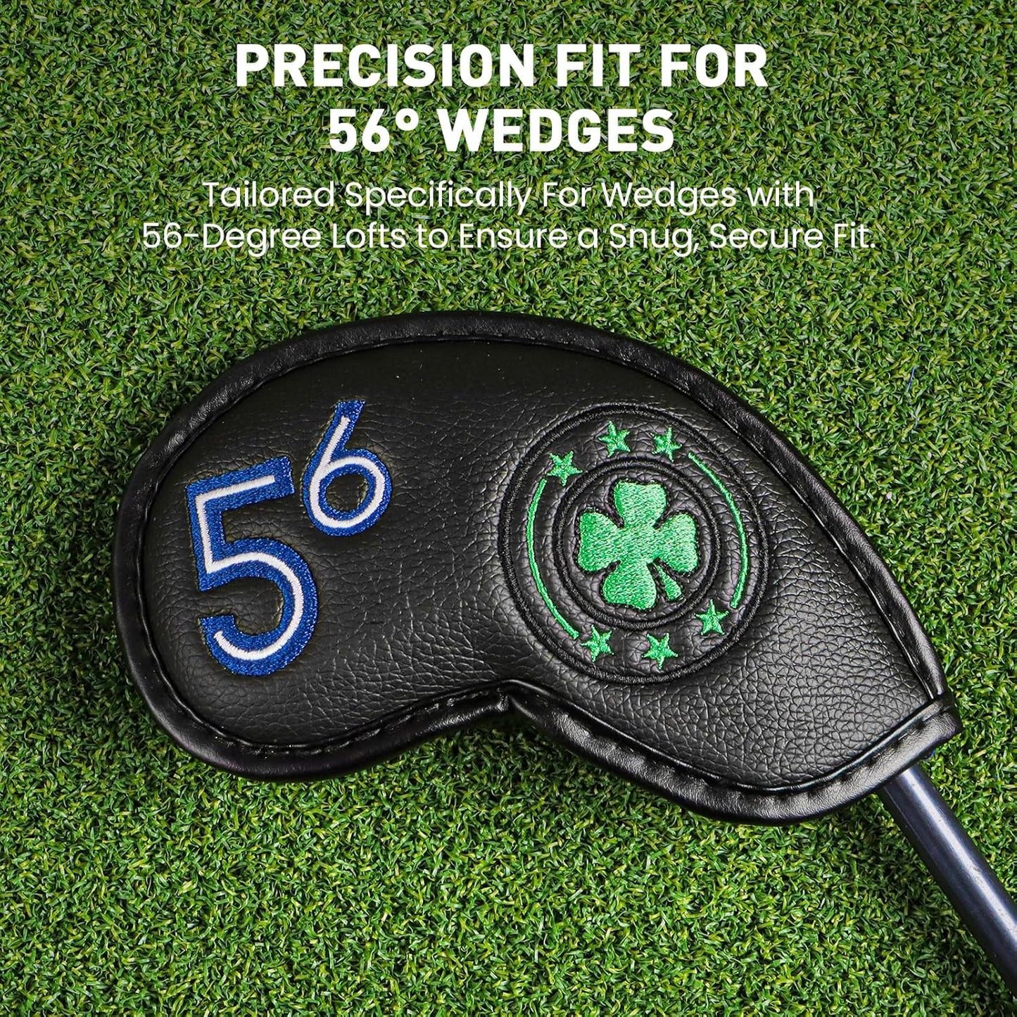 Golf Iron Wedge Head Covers 52° 54° 56° 60° 1 or 4 Pack, Synthetic Leather Clover USA Flag Design Club Head Protection, Universal Headcover Fit Iron Clubs for Men Women