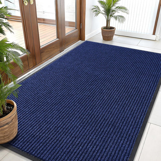 OLANLY Front Door Mat Indoor Outdoor Entrance, Waterproof Heavy Duty Doormat, Fade Resistant, Low Profile, Easy Clean Patio Porch Welcome Floor Mats for Entry, 59x35, Blue