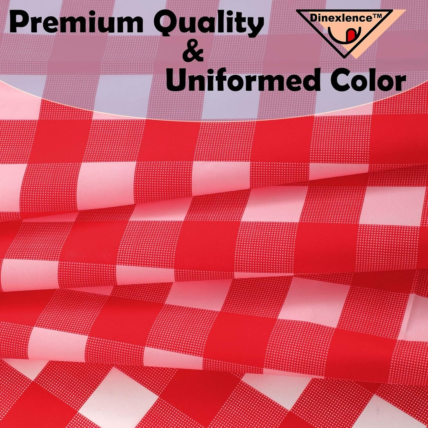 2 Pack Red Gingham Checkered Premium Plastic Tablecloth Rectangle 54 x 108 Inches Reusable Ruby Red Buffalo Plaid Decorative Table Cover for Dining, Wedding, Party