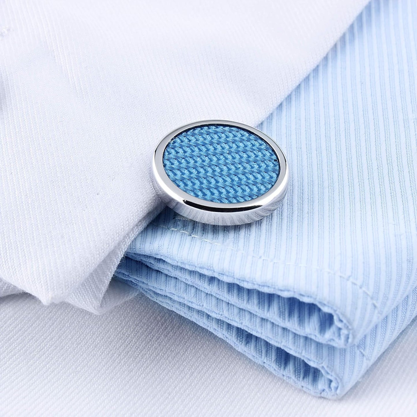 HAWSON Cufflinks and Studs for Men-Fashion Men Vintage Enamel Carbon Fiber Tuxedo Shirt Cufflinks and Studs Set for Regular Wedding Business Accessories