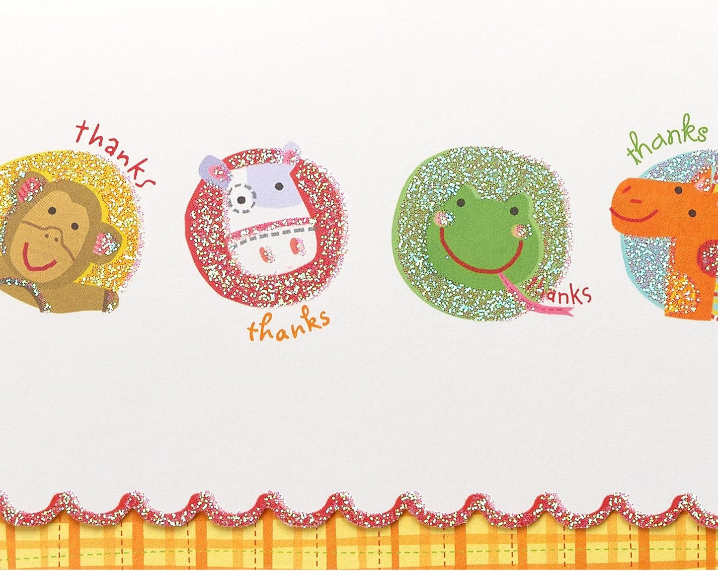 Papyrus Thank You Cards with Envelopes, Animals with Glitter (14-Count)