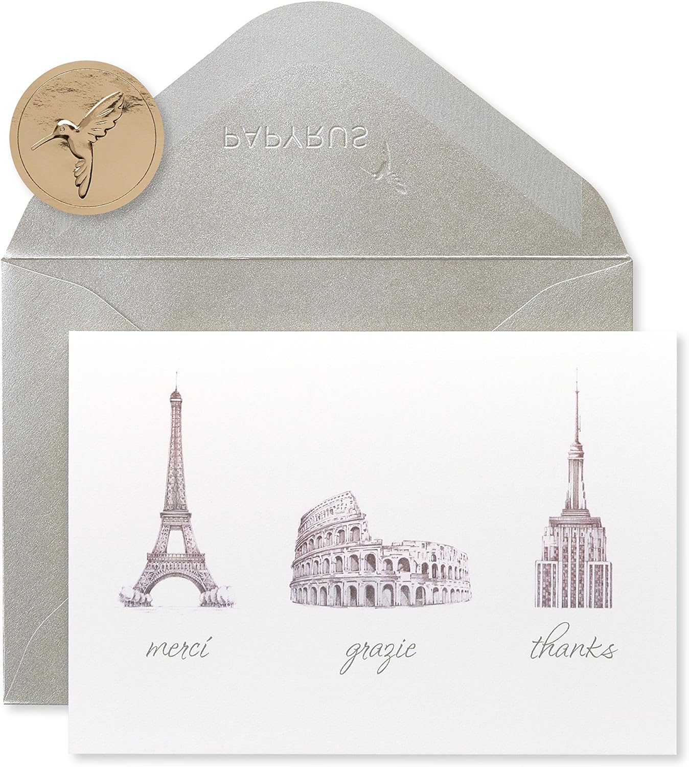 Papyrus Thank You Cards with Envelopes, World Icons (14-Count)