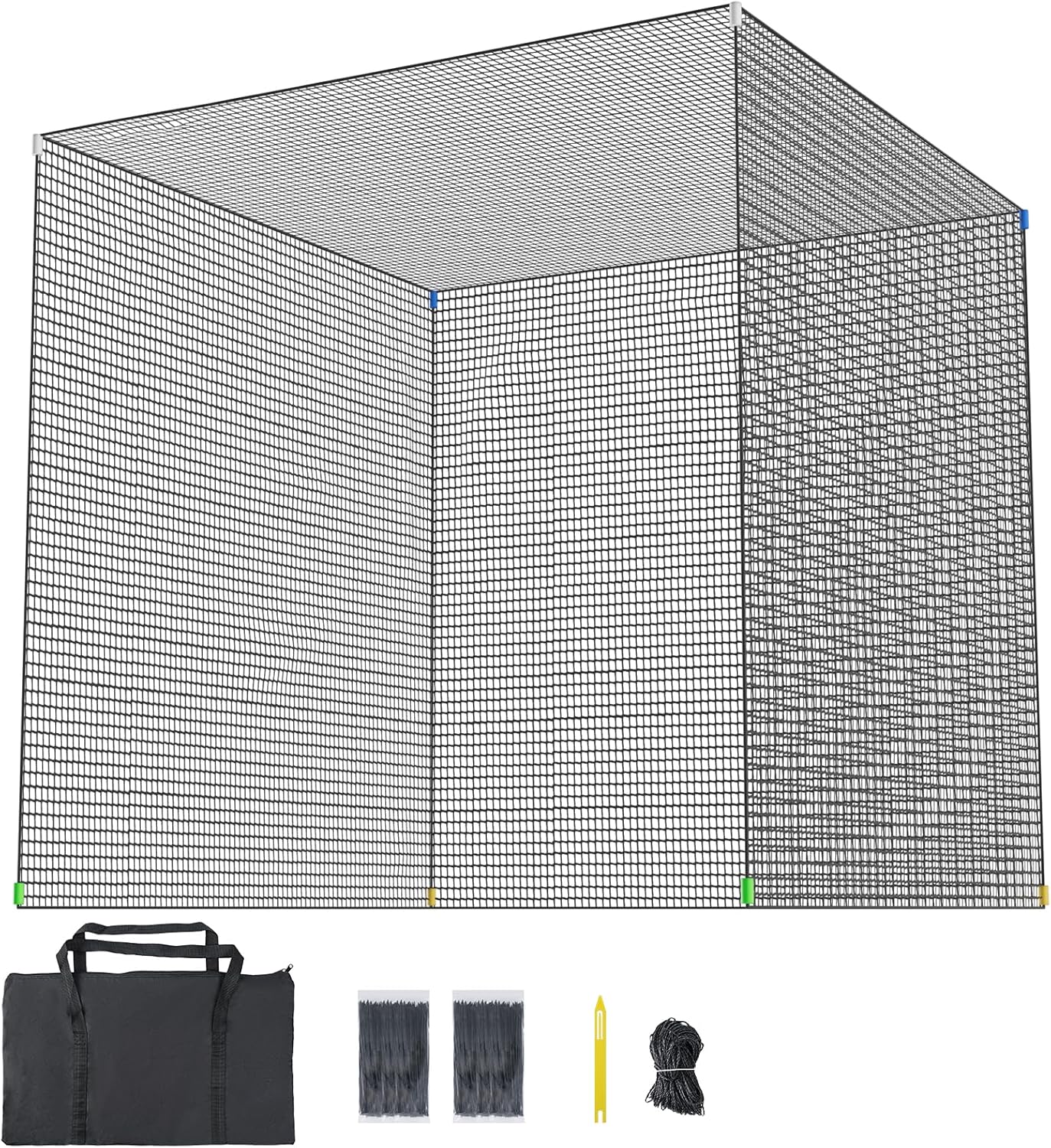 aikeec Golf Practice Hitting Net: 10 x10x 10 Ft Batting Cage Netting with Polyester Mesh, Roped Edges -for Backyard Driving, Garage, Indoor/Outdoor, Golf Simulator (Frame Not Included)