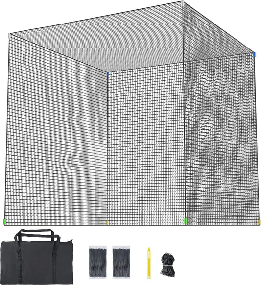 aikeec Golf Practice Hitting Net: 10 x10x 10 Ft Batting Cage Netting with Polyester Mesh, Roped Edges -for Backyard Driving, Garage, Indoor/Outdoor, Golf Simulator (Frame Not Included)
