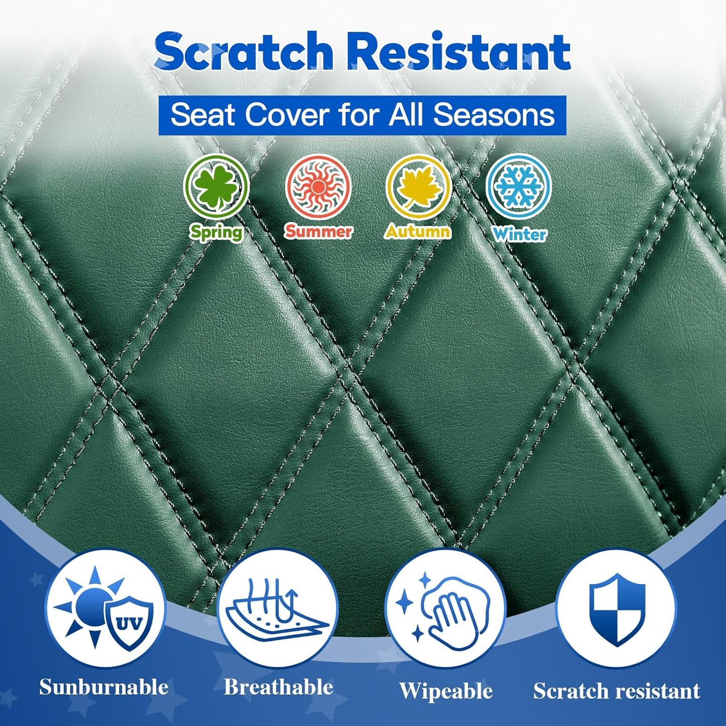 NOKINS Golf Cart Seat Covers Fit Club Car Precedent/DS/EZGO RXV/TXT/Yamaha Drive Aftermarket Standard Rear Seat Cushion, No Stapler, Multiple Colors&Breathable (Dark Green&Black)