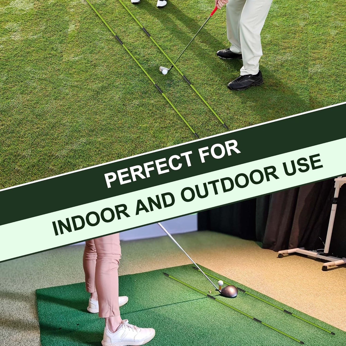 Kulamait 2 Pack Golf Alignment Sticks,Collapsible Golf Alignment Rods 48" Golf Practice Sticks Golf Training Aid for Aiming,Putting,Golf Training Sticks with Clear Tube Case