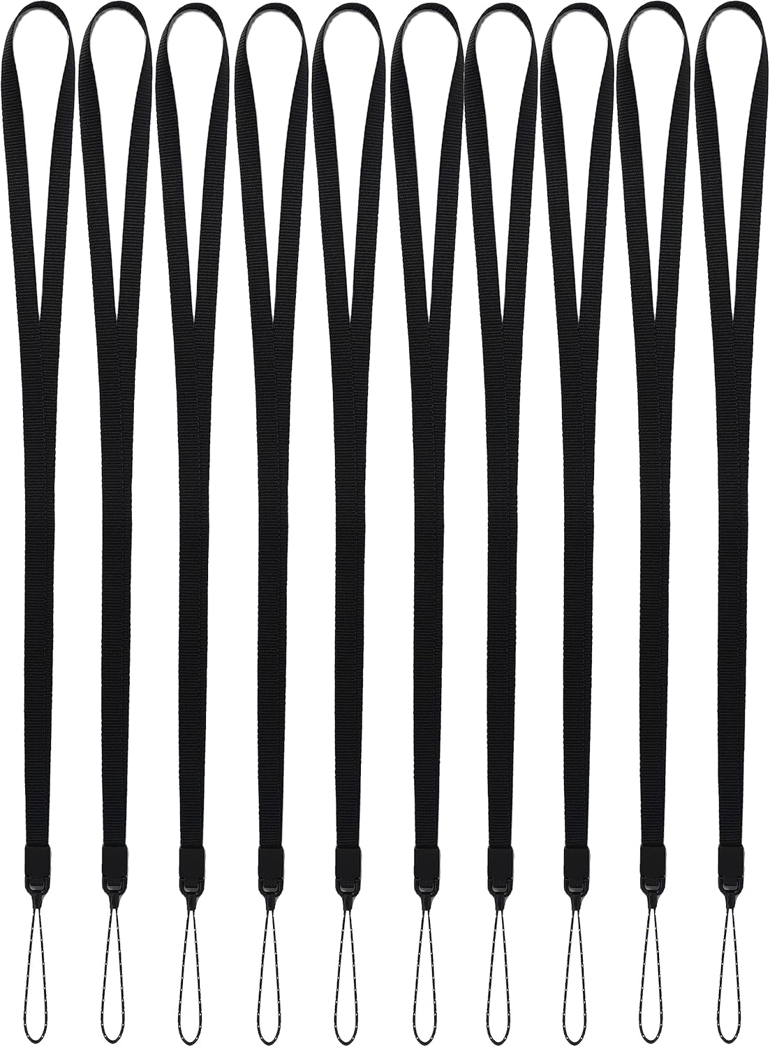 YOUOWO 10 Pack Neck Lanyards Black Straps,For Pen Cellphone ID Badges Holder Keys Office Name Badges ID Card,Long Lanyard Strap For Whistles (10 Black - Combination 1)