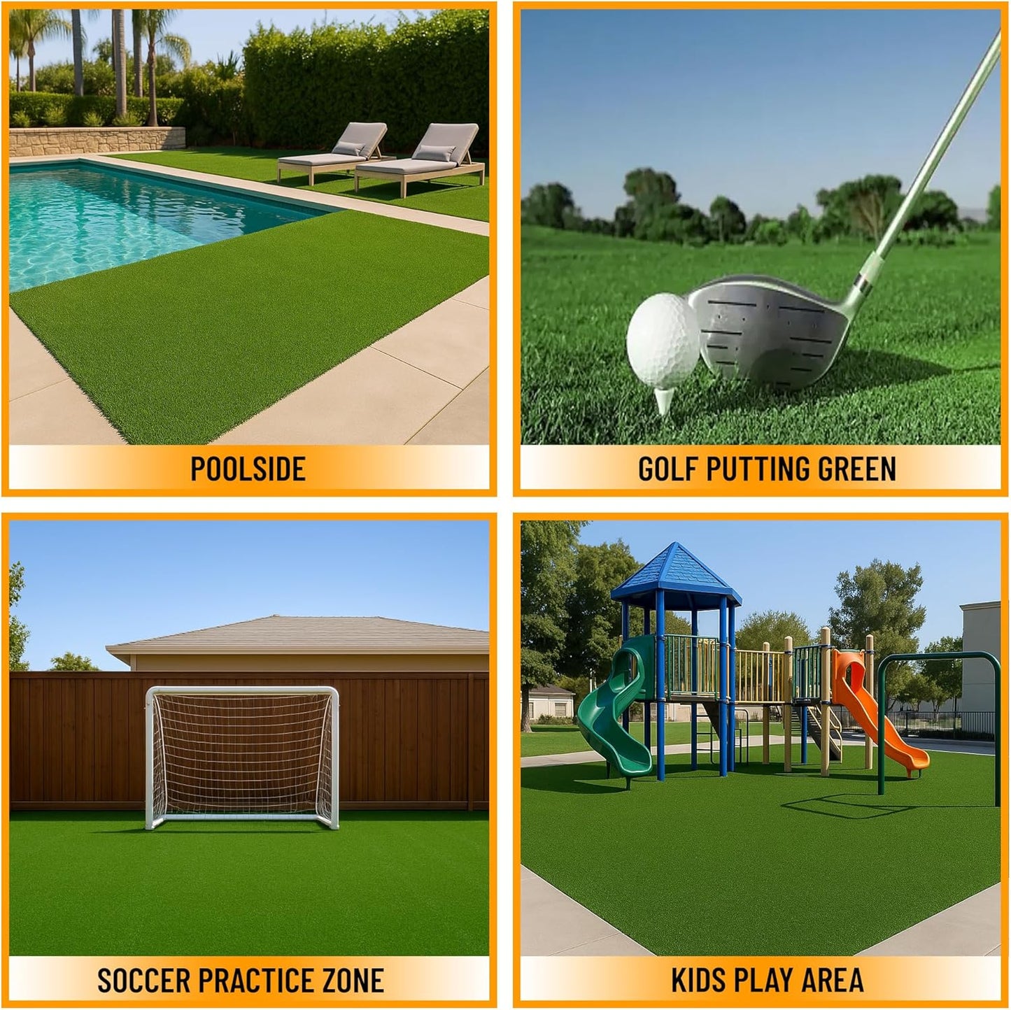 Ottomanson Artificial Turf Golf Hitting Mat 6'6" x 20' Indoor/Outdoor Waterproof Synthetic Fake Grass for Putting Practice Baseball Football Sports Gym Backyard, Custom Size 2' up to 30'