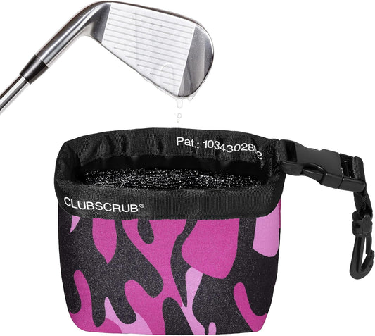 Club Scrub Golf Club and Golf Ball Cleaning Bag, Waterproof Clean Face Technology Liner, Detachable Clip, Machine Washable, Cleans Club Grooves, Dry Exterior (Neoprene or Microfiber Option Available)