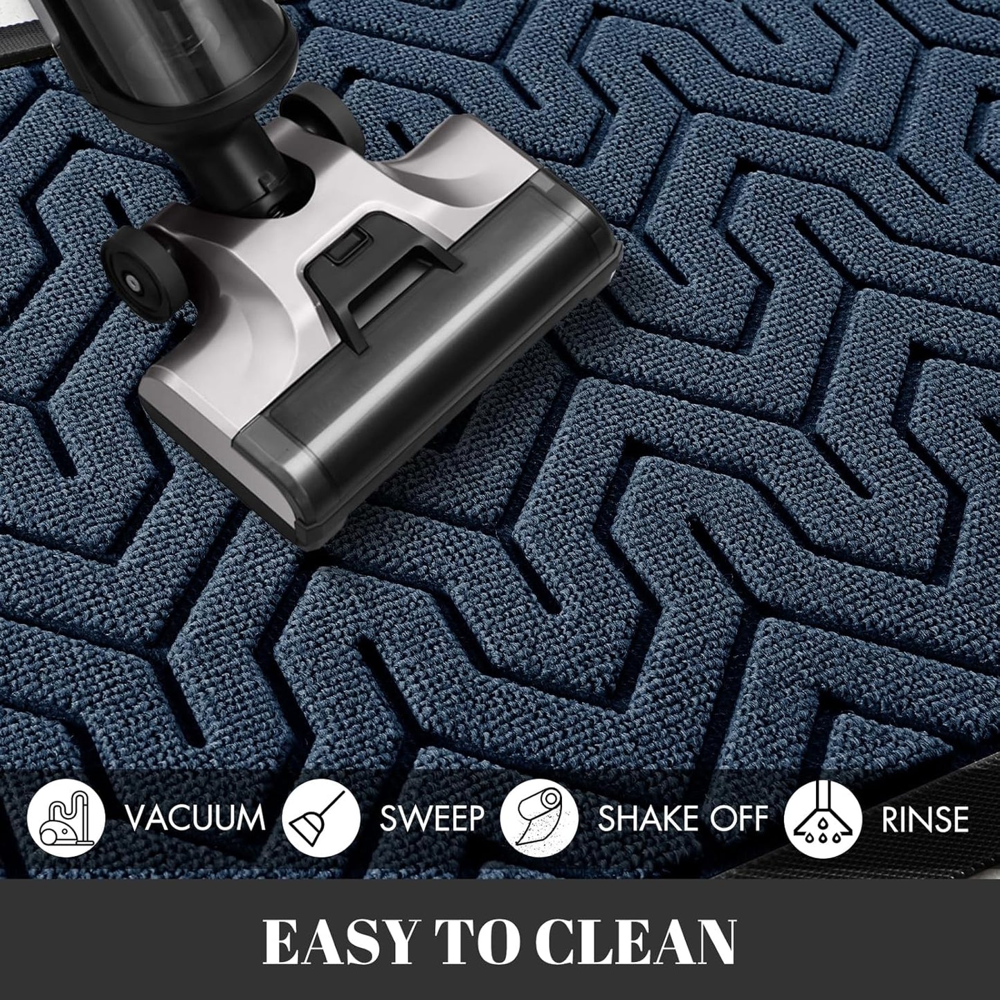 Yimobra Extra Large Door Mat Outside Entrance 60x36, Waterproof Heavy Duty Outdoor Mats for Front Door, Non Slip Rubber Entry Mat for Garage Patio Indoor, Easy Clean, Blue